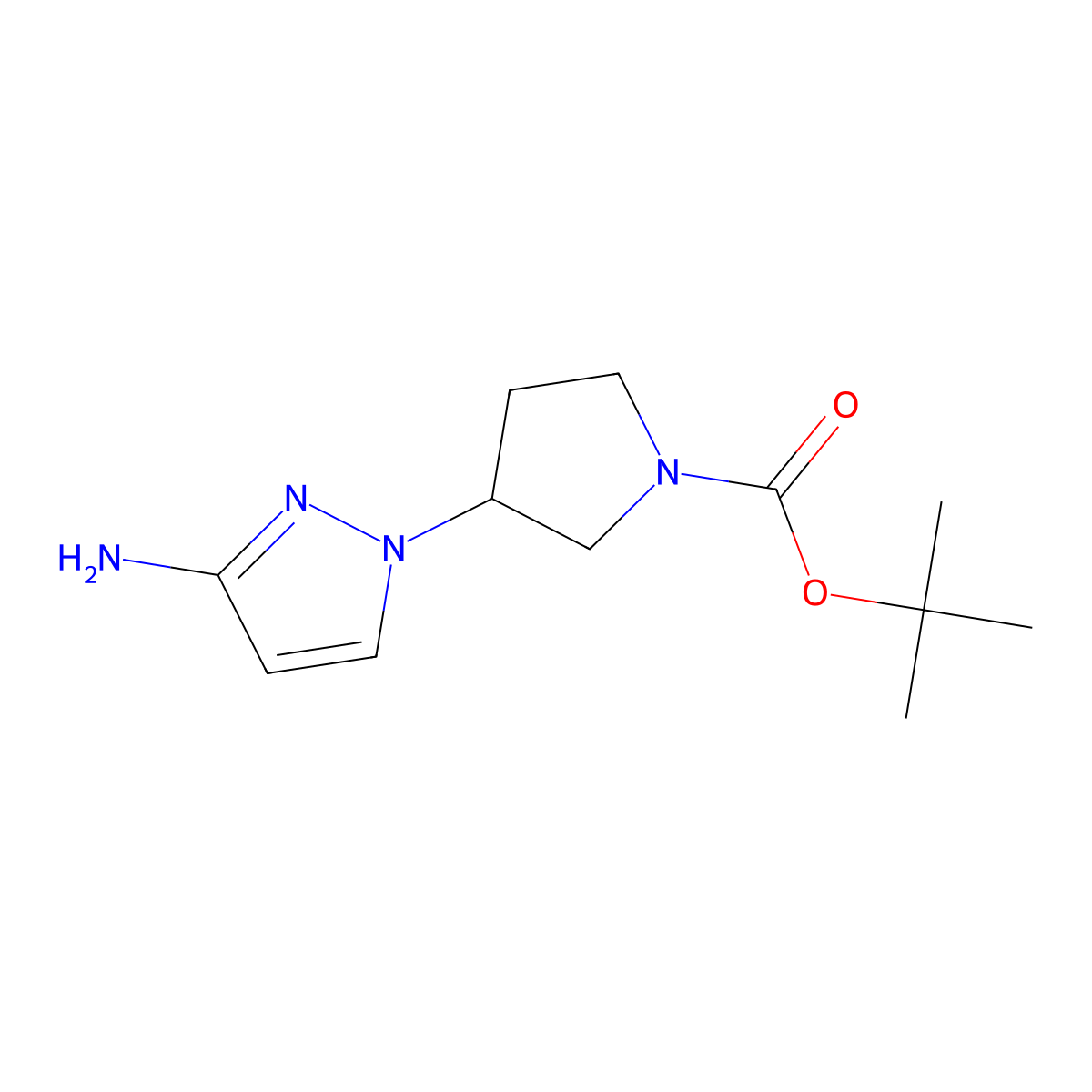 tert-butyl 3-(3-amino-1H-pyrazol-1-yl)pyrrolidine-1-carboxylate molecular structure, CAS 1803583-18-7