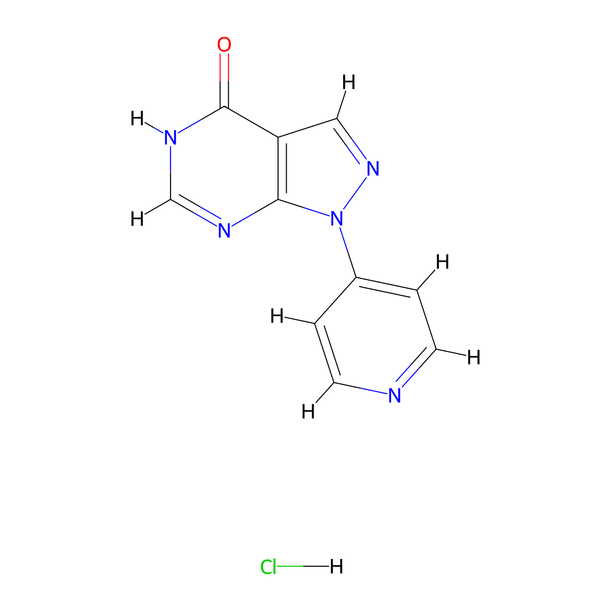 1-(pyridin-4-yl)-1H,4H,5H-pyrazolo[3,4-d]pyrimidin-4-one hydrochloride molecular structure, CAS 1803583-22-3