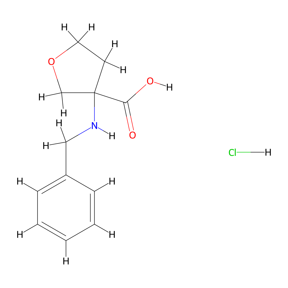 3-(Benzylamino)oxolane-3-carboxylic acid hydrochloride molecular structure, CAS 1803583-24-5