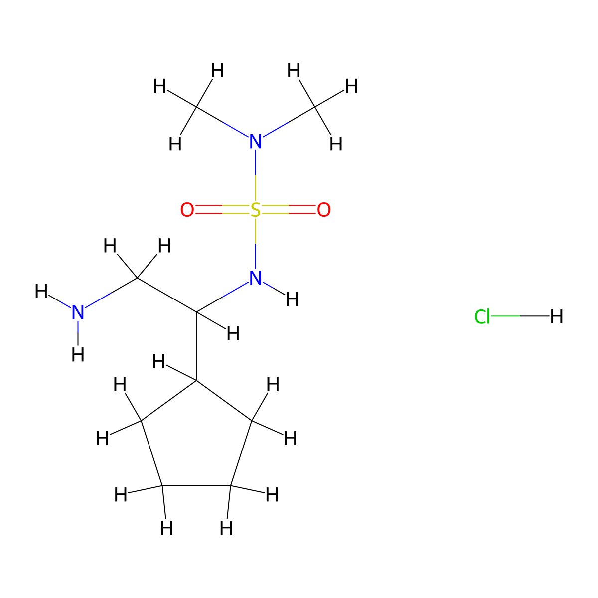 [(2-Amino-1-cyclopentylethyl)sulfamoyl]dimethylamine hydrochloride molecular structure, CAS 1803583-28-9