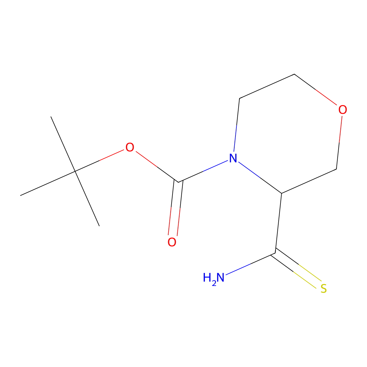 4-Morpholinecarboxylic acid, 3-(aminothioxomethyl)-, 1,1-dimethylethyl ester molecular structure, CAS 1803583-29-0