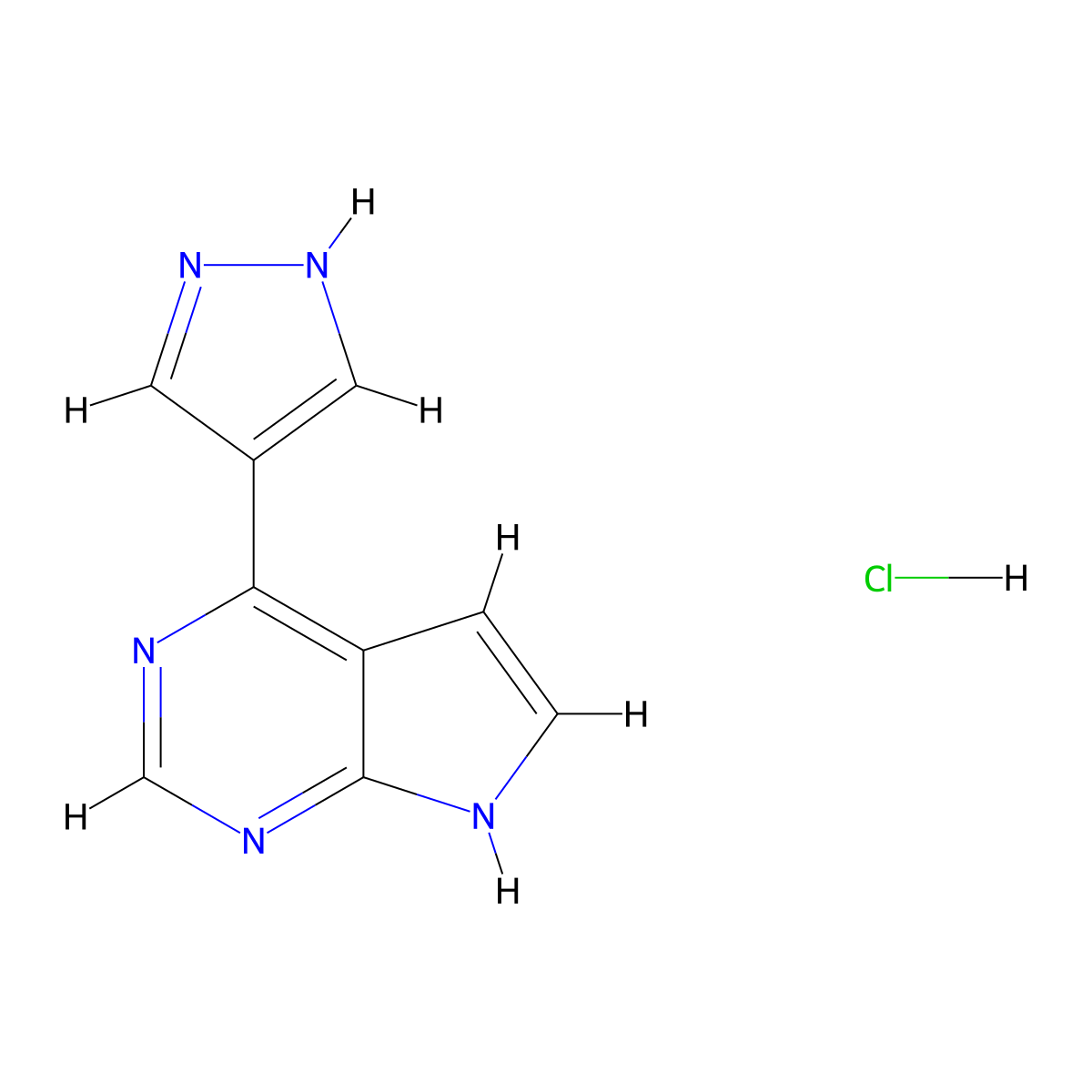 4-{7H-pyrrolo[2,3-d]pyrimidin-4-yl}-1H-pyrazole hydrochloride molecular structure, CAS 1803583-30-3