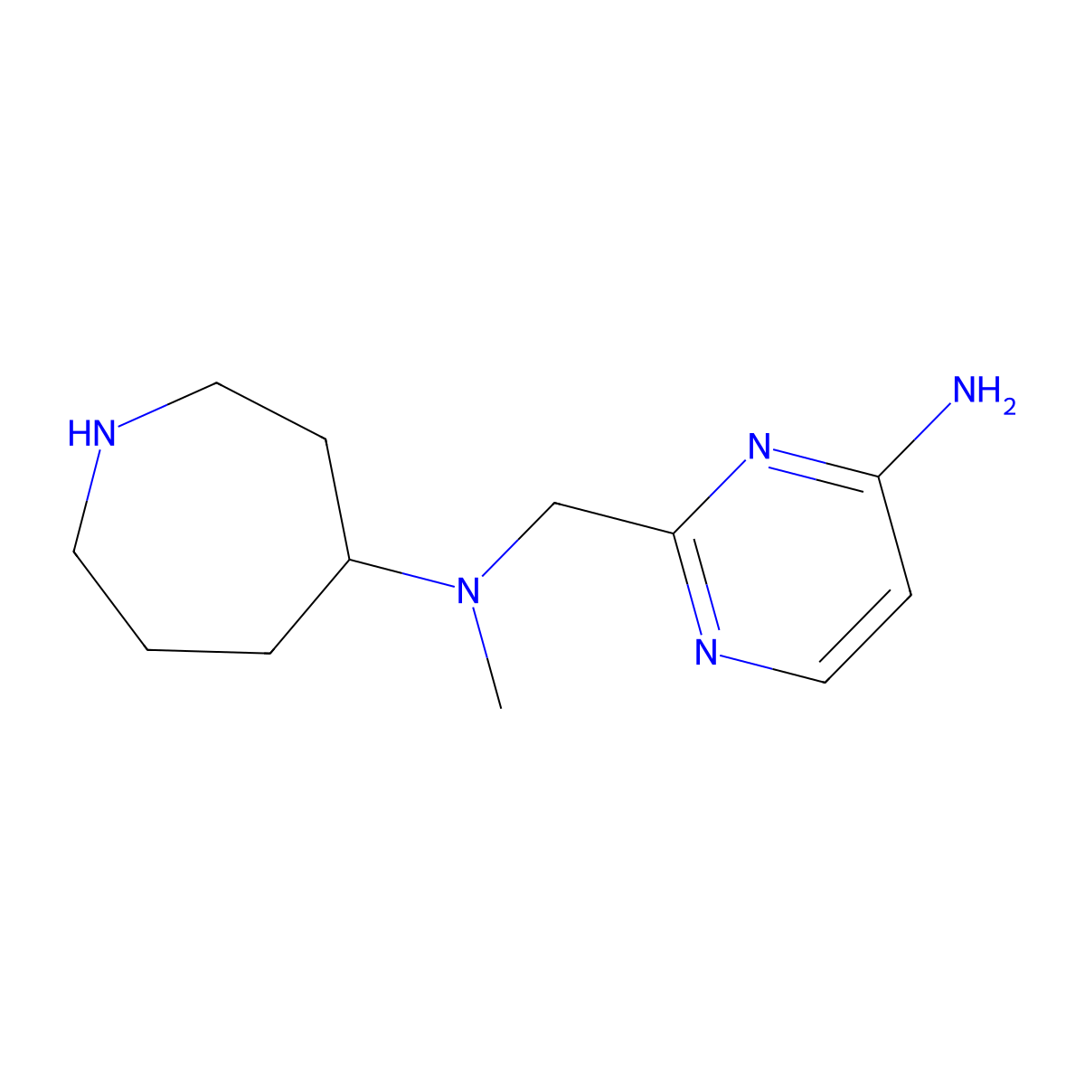 N-[(4-aminopyrimidin-2-yl)methyl]-N-methylazepan-4-amine molecular structure, CAS 1803583-36-9
