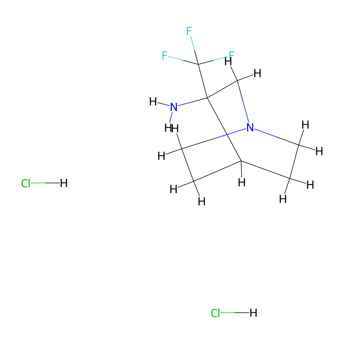 3-(Trifluoromethyl)-1-azabicyclo[2.2.2]octan-3-amine dihydrochloride molecular structure, CAS 1803583-40-5