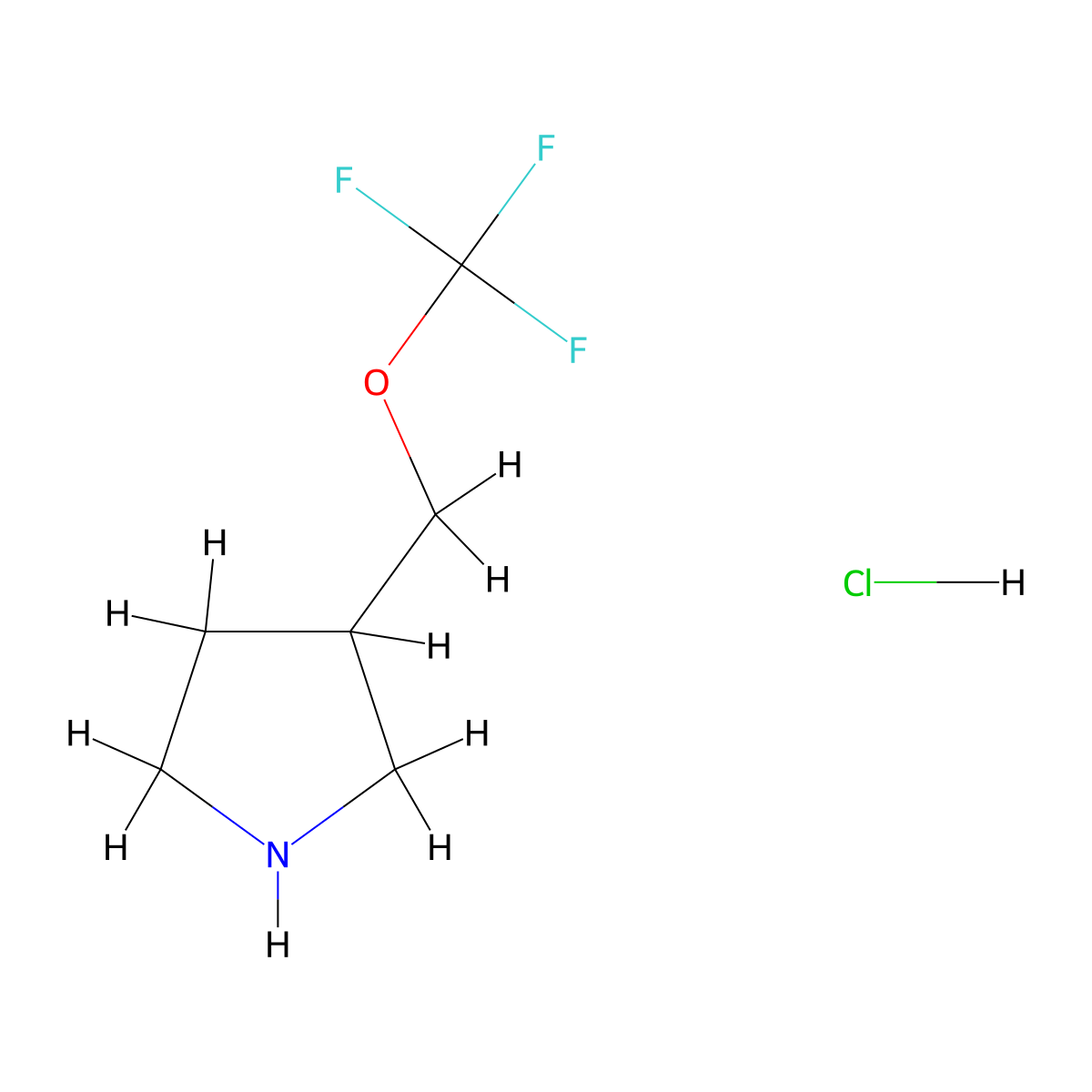 3-[(Trifluoromethoxy)methyl]pyrrolidine hydrochloride molecular structure, CAS 1803583-43-8