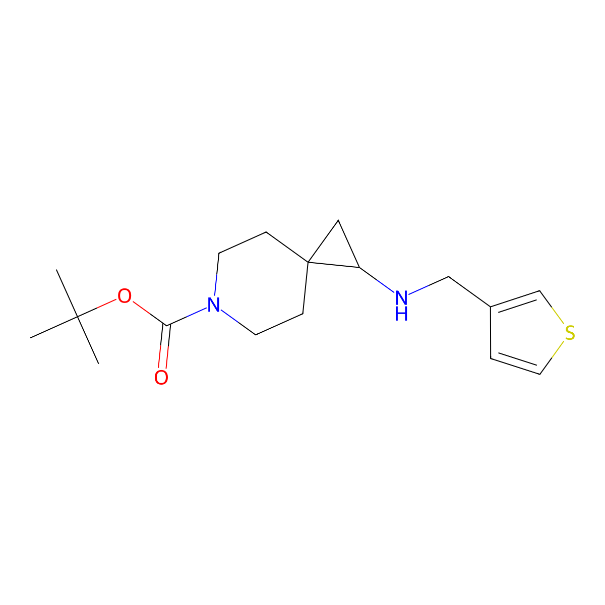 Tert-butyl 1-[(thiophen-3-ylmethyl)amino]-6-azaspiro[2.5]octane-6-carboxylate molecular structure, CAS 1803583-51-8