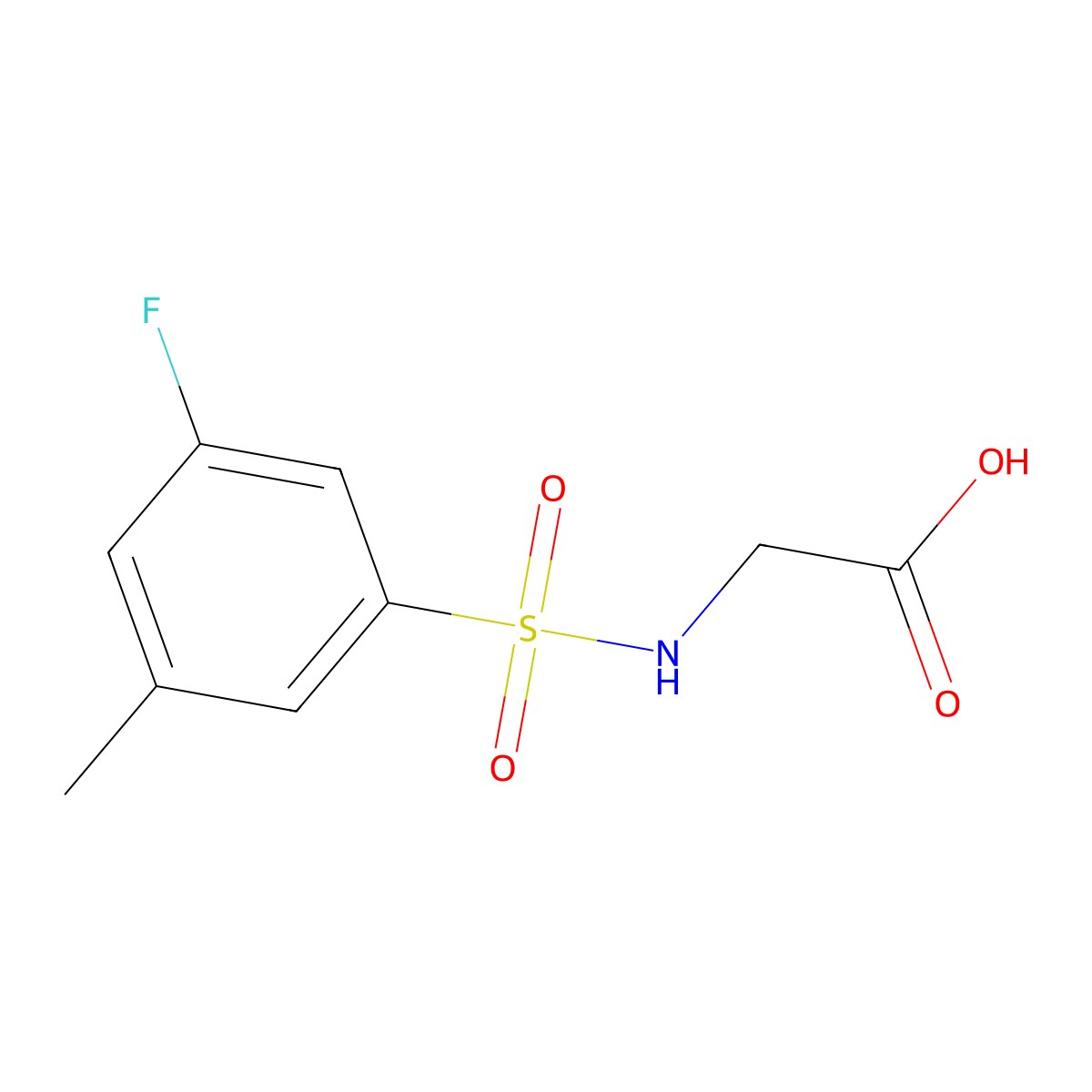 2-(3-Fluoro-5-methylbenzenesulfonamido)acetic acid molecular structure, CAS 1803583-52-9