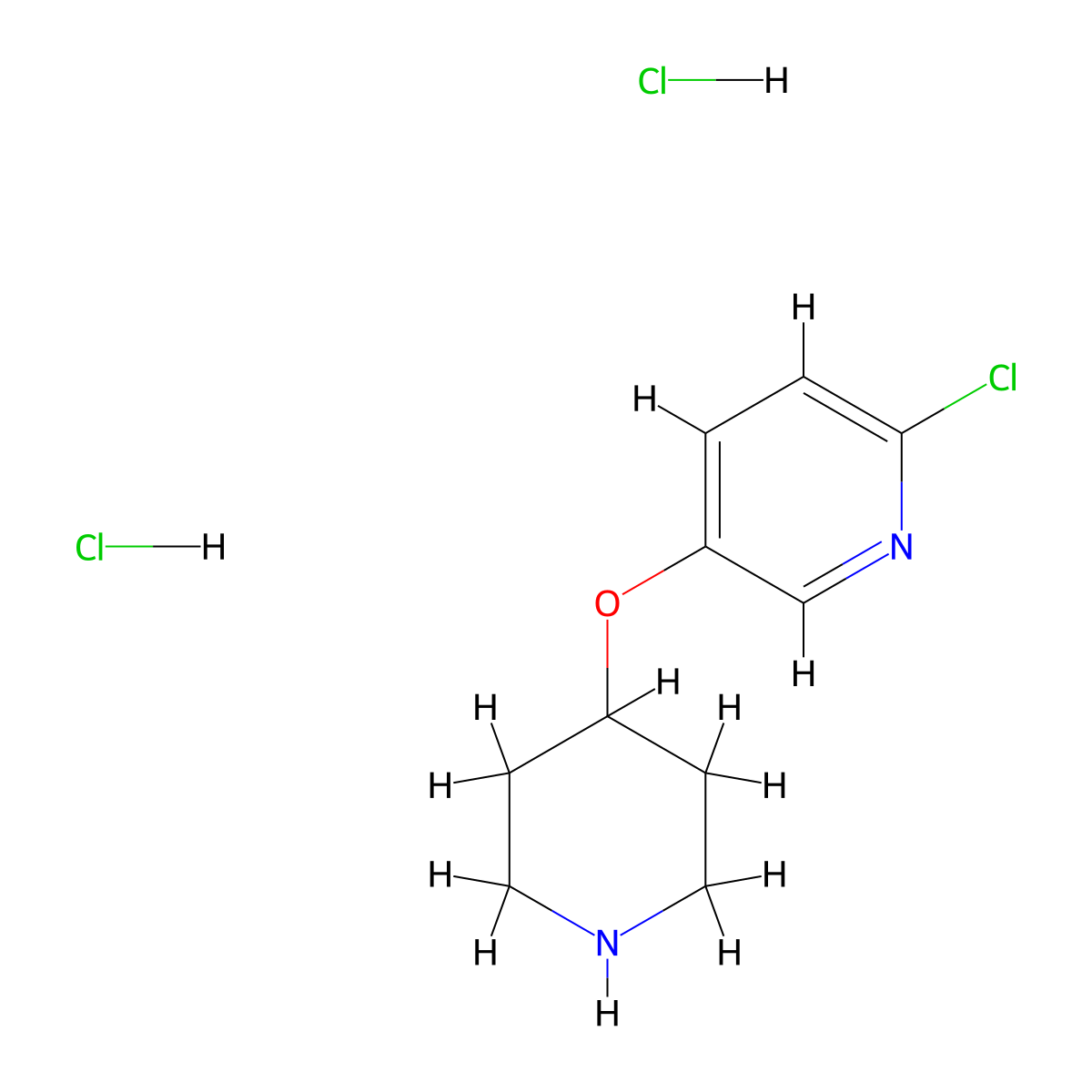 2-Chloro-5-(piperidin-4-yloxy)pyridine dihydrochloride molecular structure, CAS 1803583-56-3