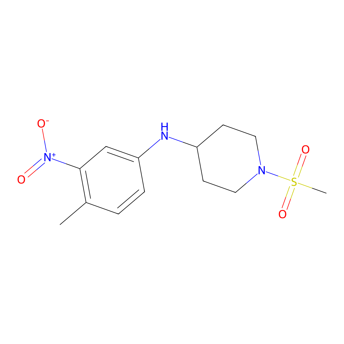1-methanesulfonyl-N-(4-methyl-3-nitrophenyl)piperidin-4-amine molecular structure, CAS 1803583-63-2