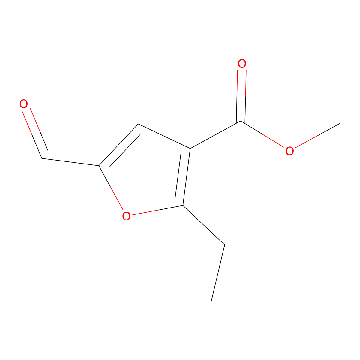 Methyl 2-ethyl-5-formylfuran-3-carboxylate molecular structure, CAS 1803583-65-4