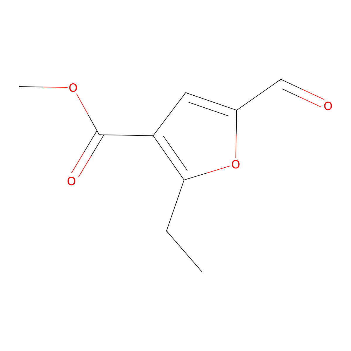 Methyl 2-ethyl-5-formylfuran-3-carboxylate molecular structure, CAS 1803583-65-4
