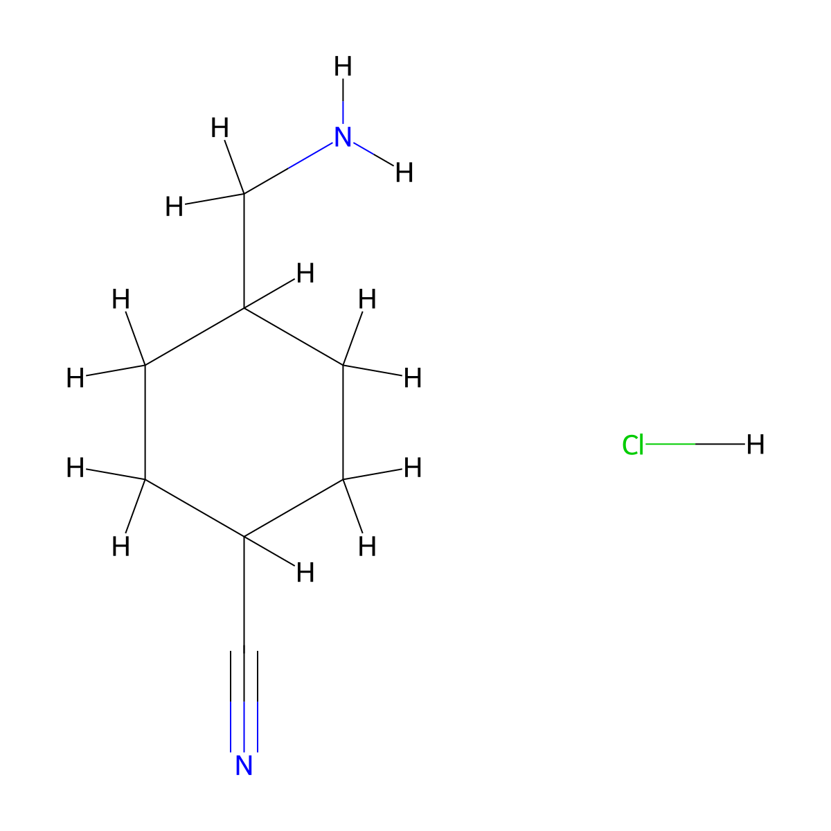 (1r,4r)-4-(Aminomethyl)cyclohexane-1-carbonitrile hydrochloride molecular structure, CAS 1803583-77-8