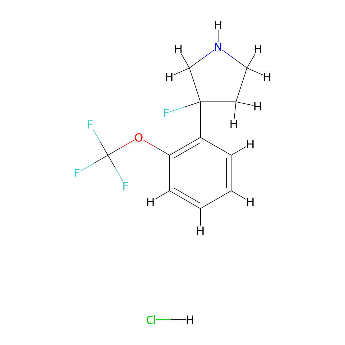 3-Fluoro-3-(2-(trifluoromethoxy)phenyl)pyrrolidine hydrochloride molecular structure, CAS 1803583-79-0
