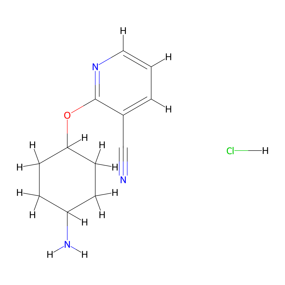 2-[(4-Aminocyclohexyl)oxy]pyridine-3-carbonitrile hydrochloride molecular structure, CAS 1803583-89-2
