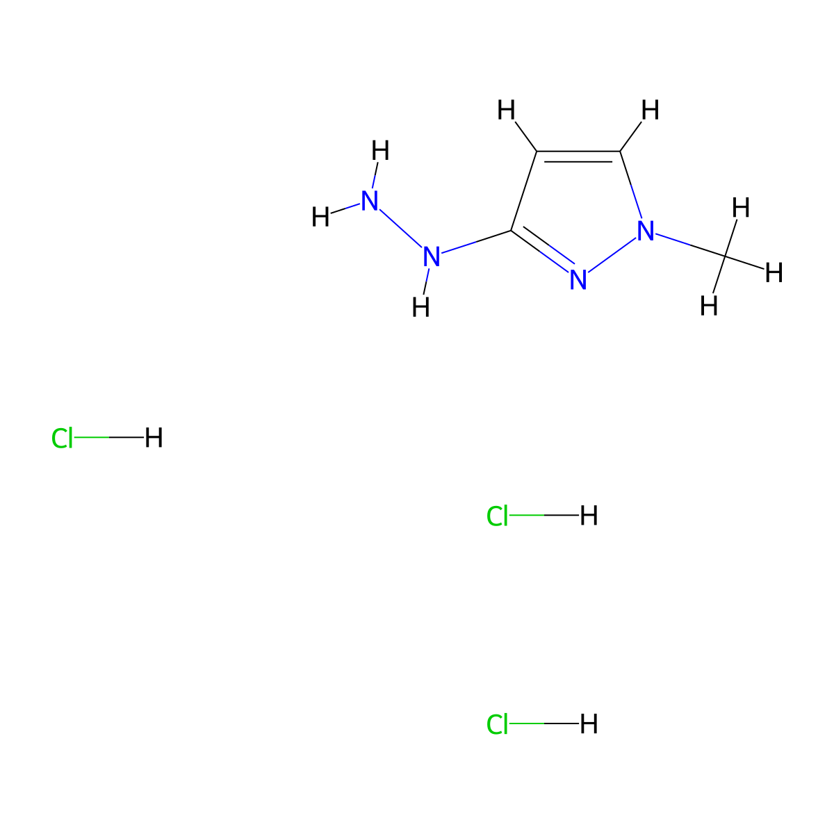 3-hydrazinyl-1-methyl-1H-pyrazole trihydrochloride molecular structure, CAS 1803583-90-5