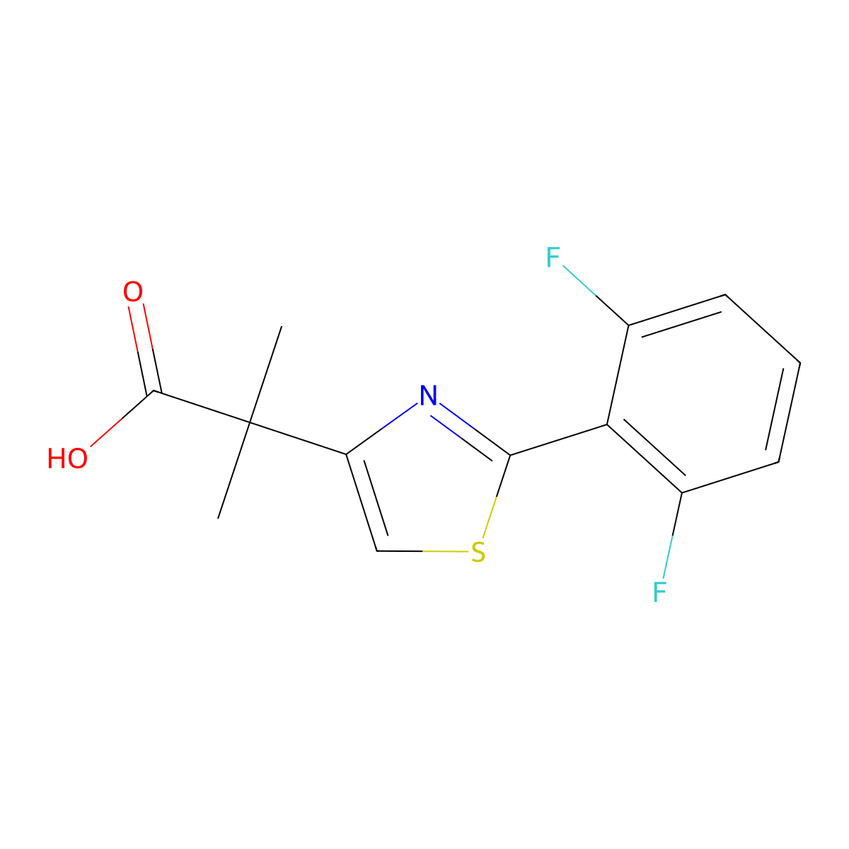 2-[2-(2,6-Difluorophenyl)-1,3-thiazol-4-yl]-2-methylpropanoic acid molecular structure, CAS 1803583-92-7