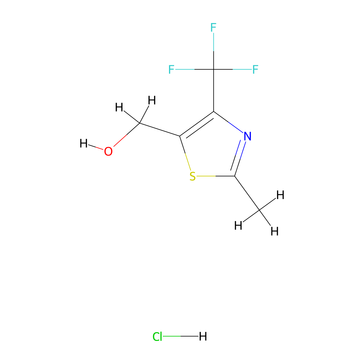(2-Methyl-4-(trifluoromethyl)-1,3-thiazol-5-yl)methanol hydrochloride molecular structure, CAS 1803584-00-0