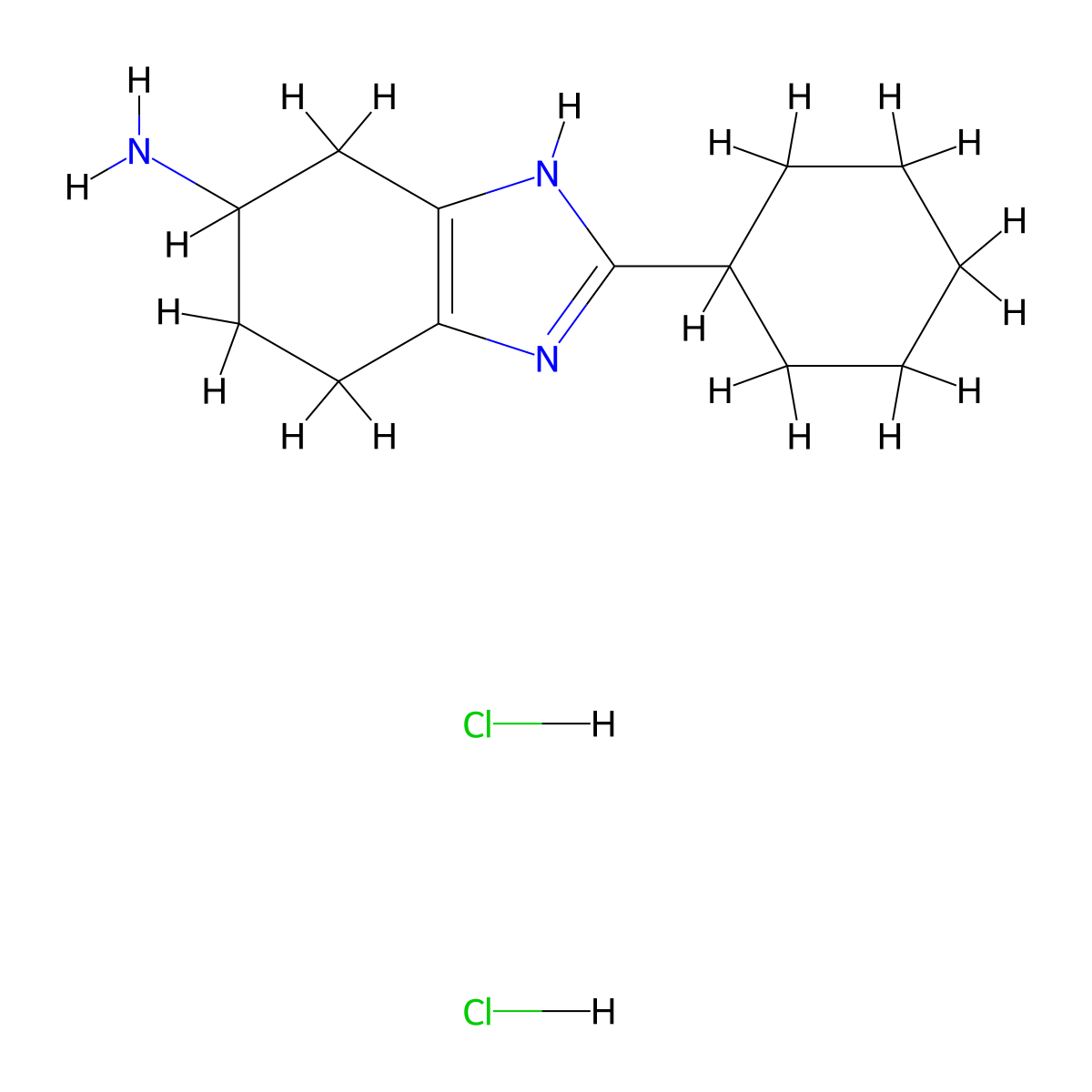 2-cyclohexyl-4,5,6,7-tetrahydro-1H-1,3-benzodiazol-5-amine dihydrochloride molecular structure, CAS 1803584-04-4