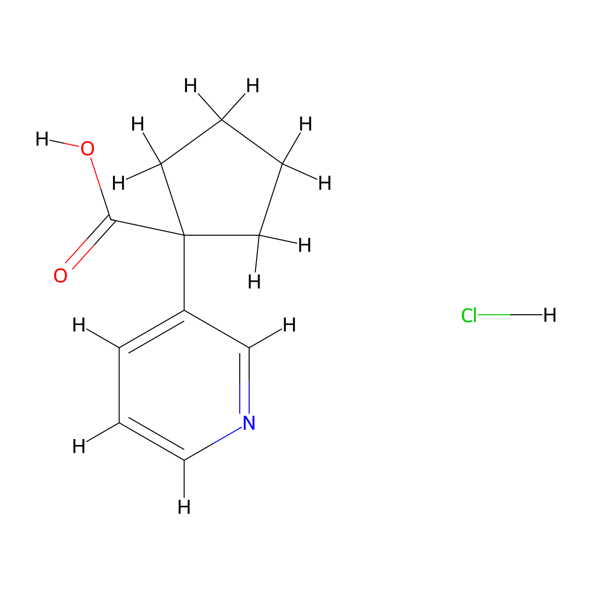 1-(Pyridin-3-yl)cyclopentane-1-carboxylic acid hydrochloride molecular structure, CAS 1803584-05-5