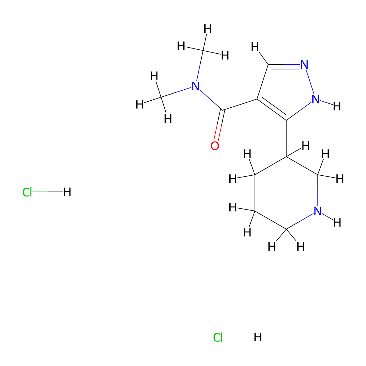 N,N-dimethyl-3-(piperidin-3-yl)-1H-pyrazole-4-carboxamide dihydrochloride molecular structure, CAS 1803584-06-6