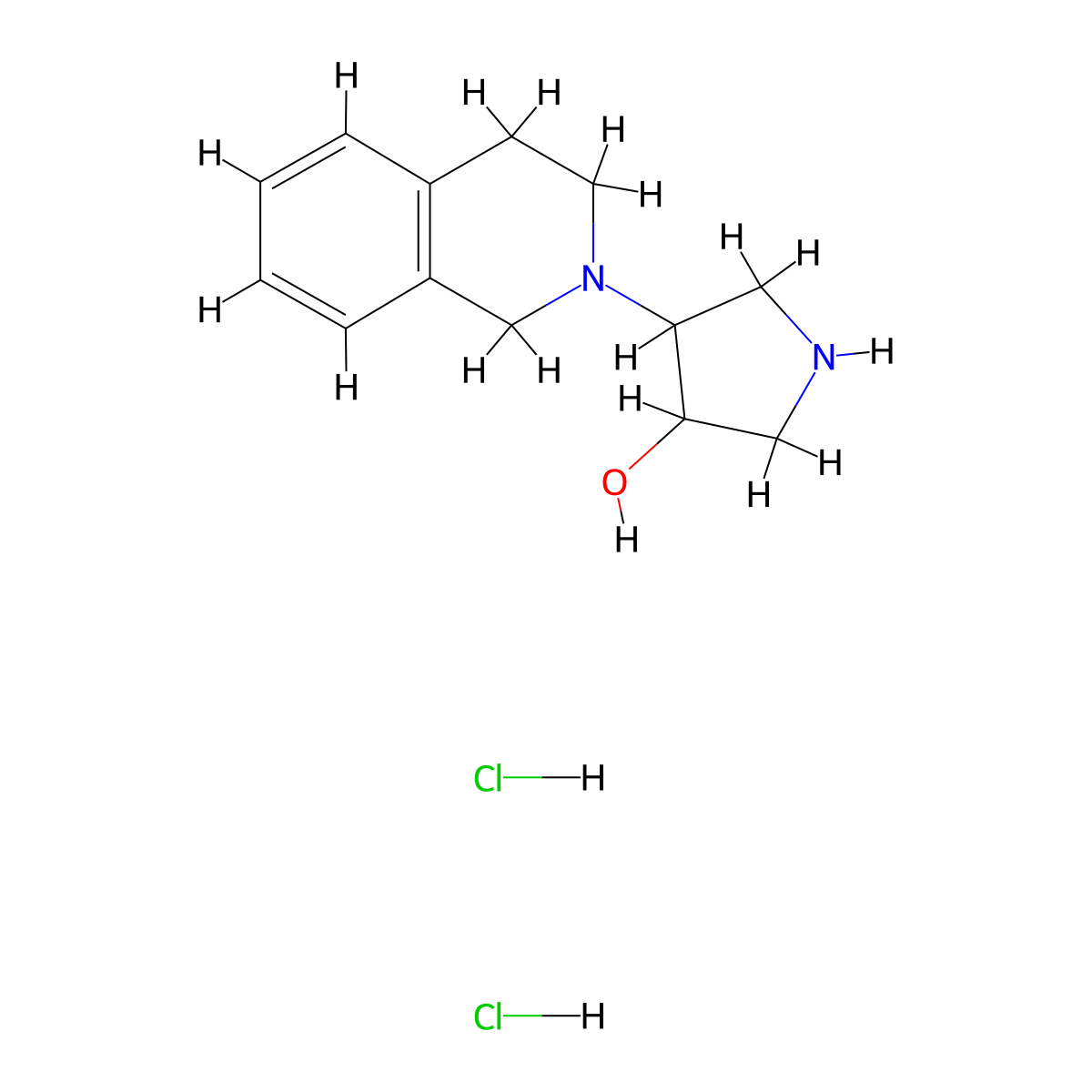 4-(1,2,3,4-Tetrahydroisoquinolin-2-yl)pyrrolidin-3-ol dihydrochloride molecular structure, CAS 1803584-11-3