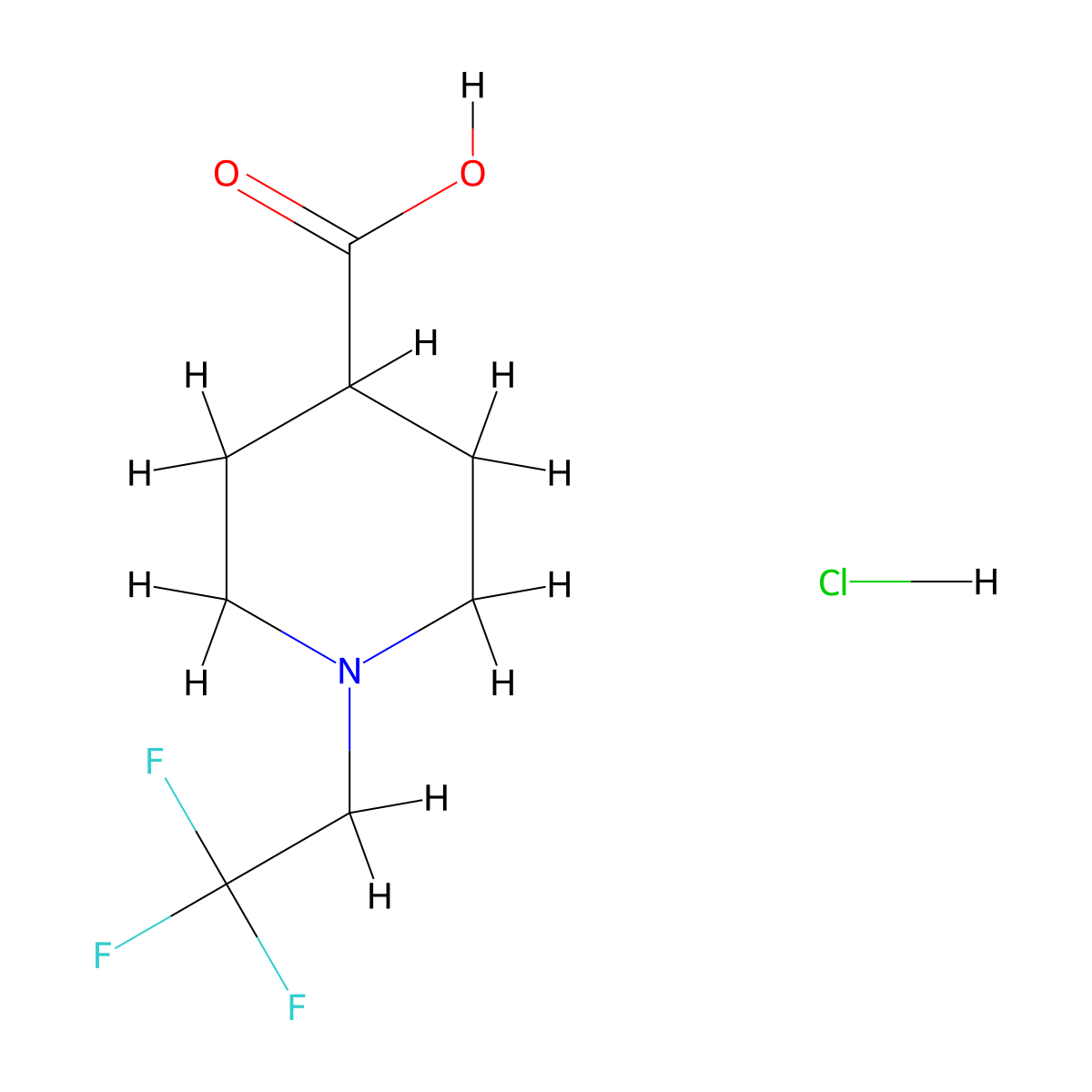 1-(2,2,2-Trifluoroethyl)piperidine-4-carboxylic acid hydrochloride molecular structure, CAS 1803584-12-4