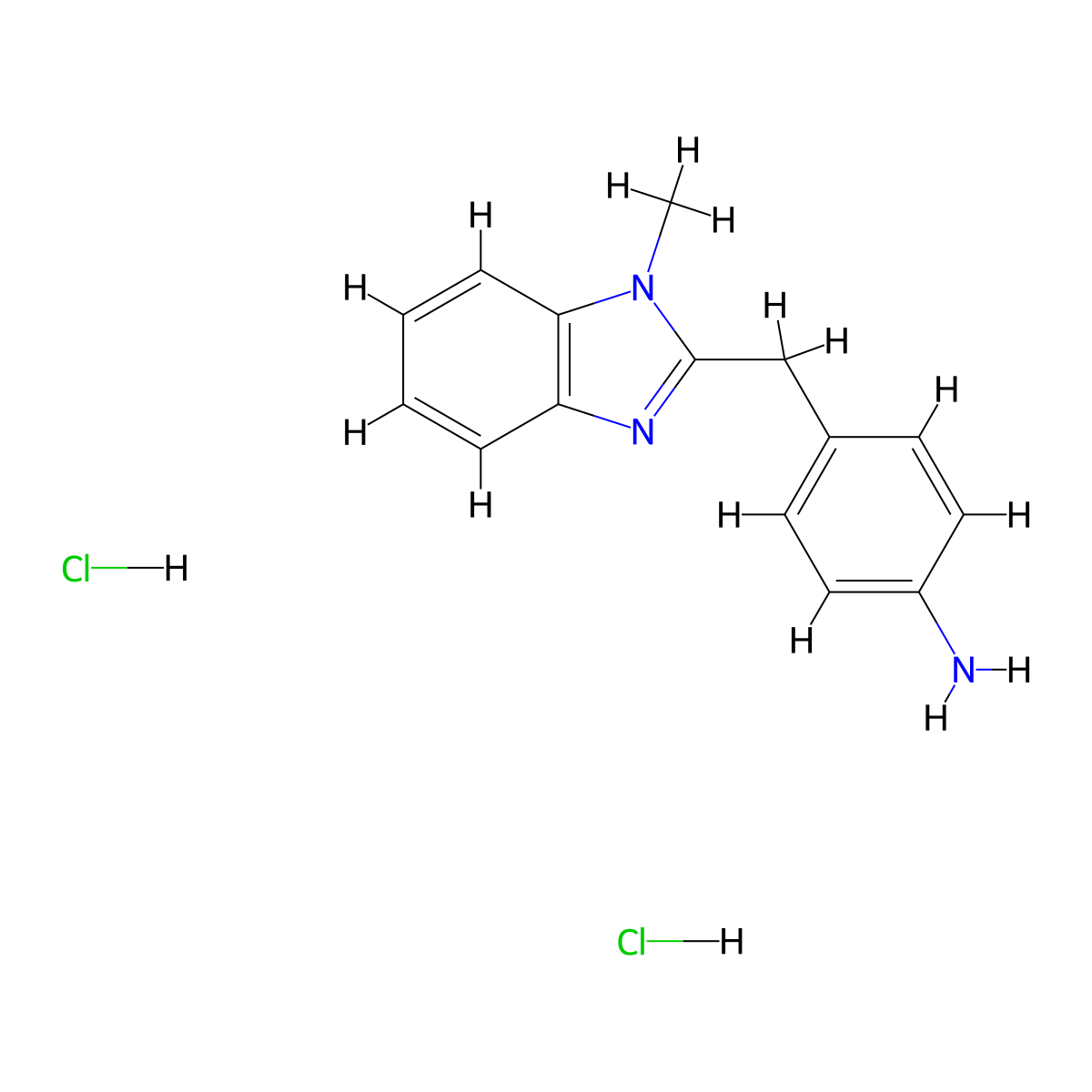 4-[(1-methyl-1H-1,3-benzodiazol-2-yl)methyl]aniline dihydrochloride molecular structure, CAS 1803584-13-5