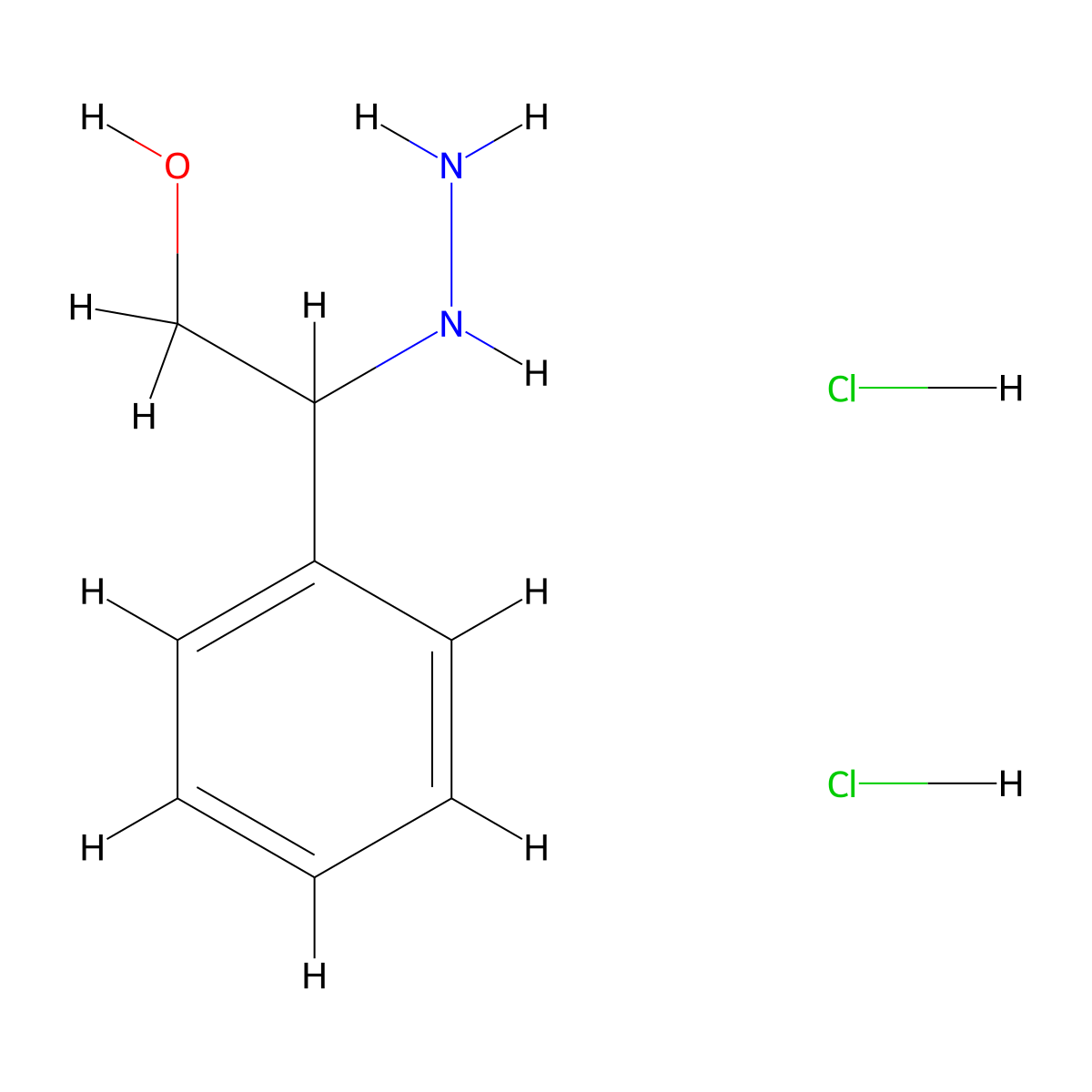 2-Hydrazinyl-2-phenylethan-1-ol dihydrochloride molecular structure, CAS 1803584-15-7