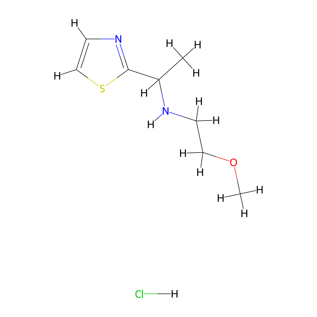 (2-Methoxyethyl)[1-(1,3-thiazol-2-yl)ethyl]amine hydrochloride molecular structure, CAS 1803584-16-8
