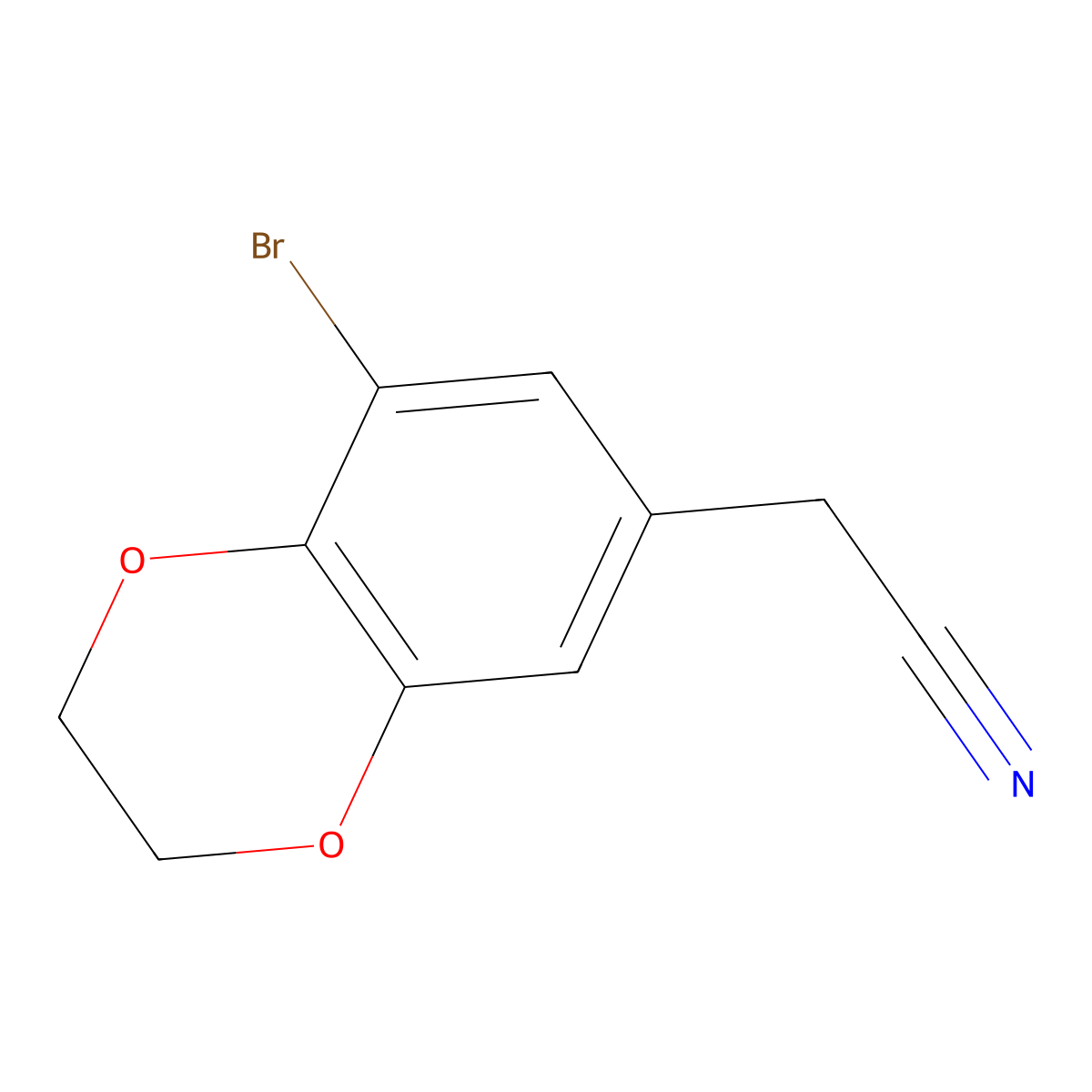 2-(8-Bromo-2,3-dihydro-1,4-benzodioxin-6-yl)acetonitrile molecular structure, CAS 1803584-17-9