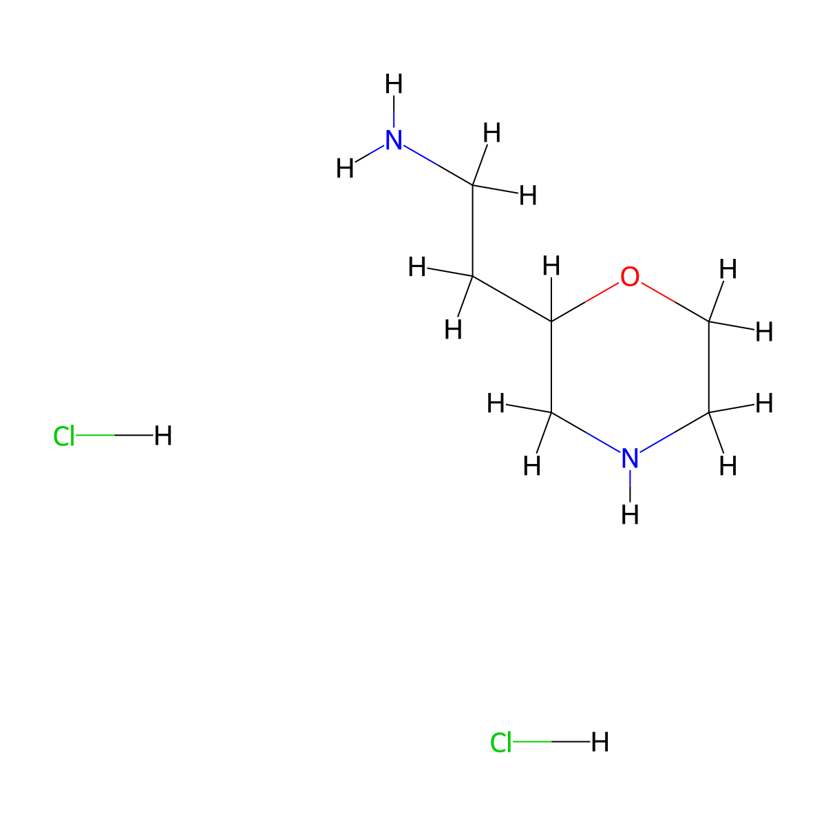 2-(Morpholin-2-yl)ethan-1-amine dihydrochloride molecular structure, CAS 1803584-19-1