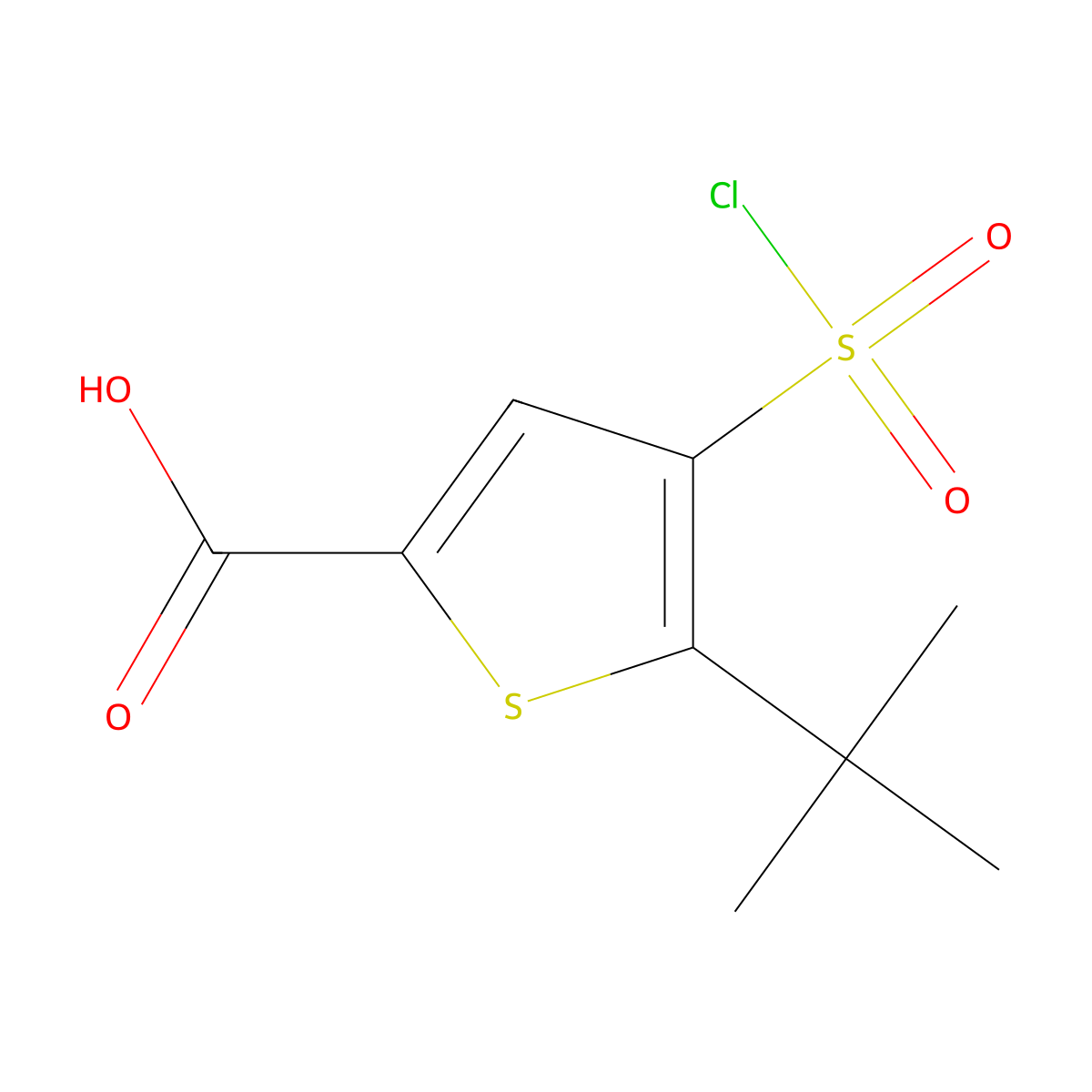 5-Tert-butyl-4-(chlorosulfonyl)thiophene-2-carboxylic acid molecular structure, CAS 1803584-21-5
