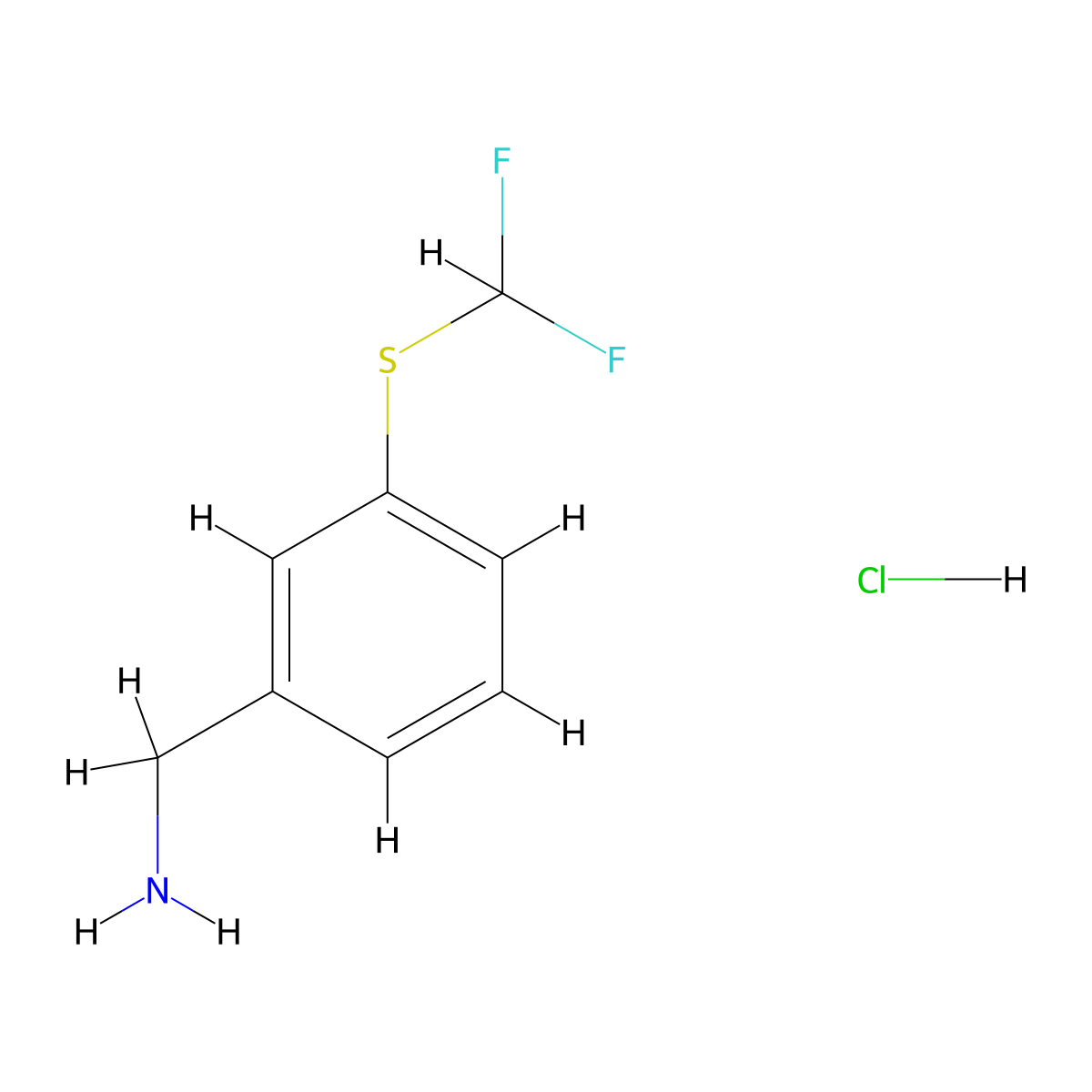 {3-[(Difluoromethyl)sulfanyl]phenyl}methanamine hydrochloride molecular structure, CAS 1803584-24-8