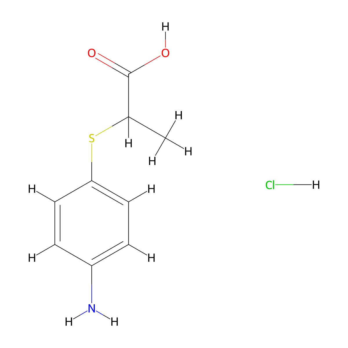 2-[(4-Aminophenyl)sulfanyl]propanoic acid hydrochloride molecular structure, CAS 1803584-33-9