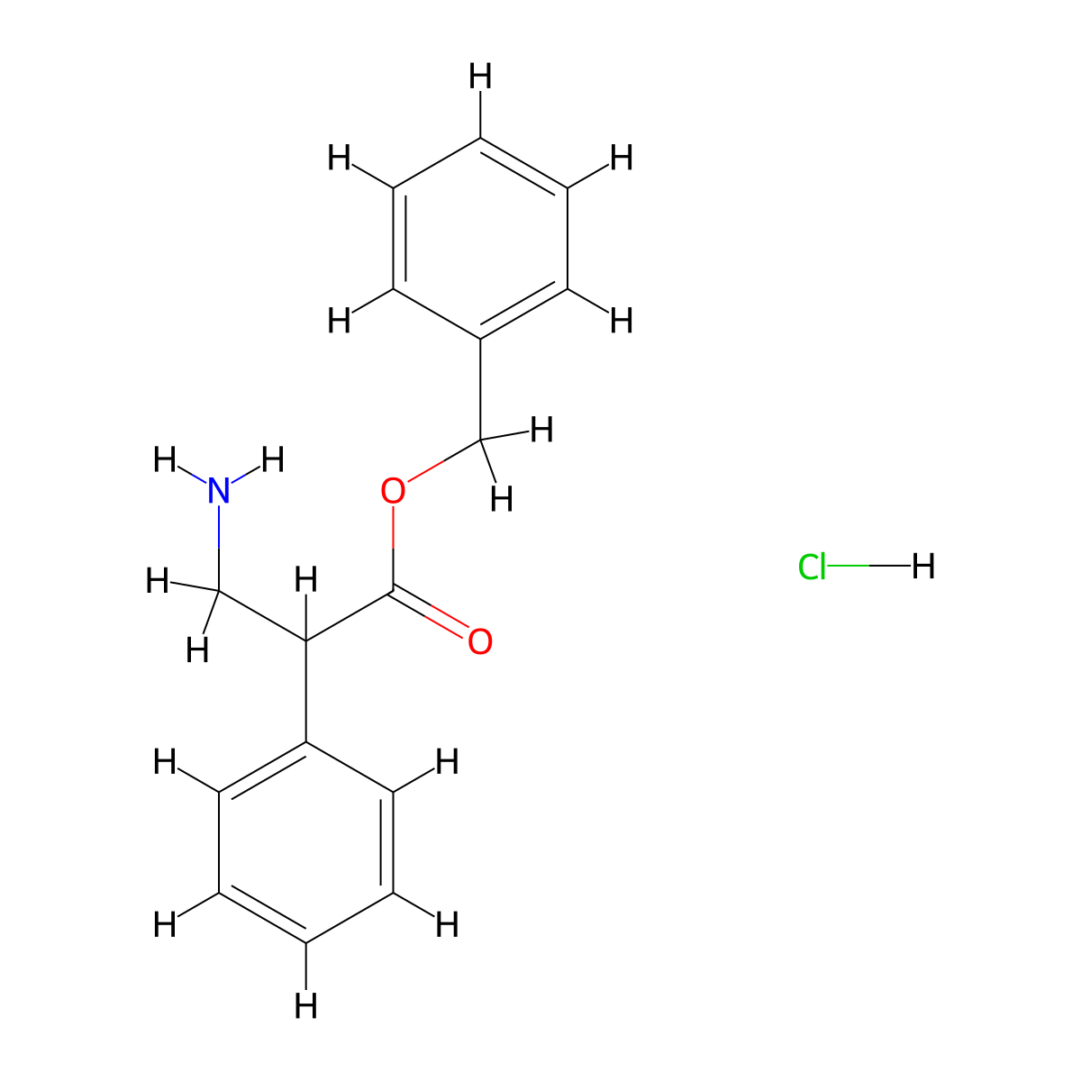 Benzyl 3-amino-2-phenylpropanoate hydrochloride molecular structure, CAS 1803584-36-2
