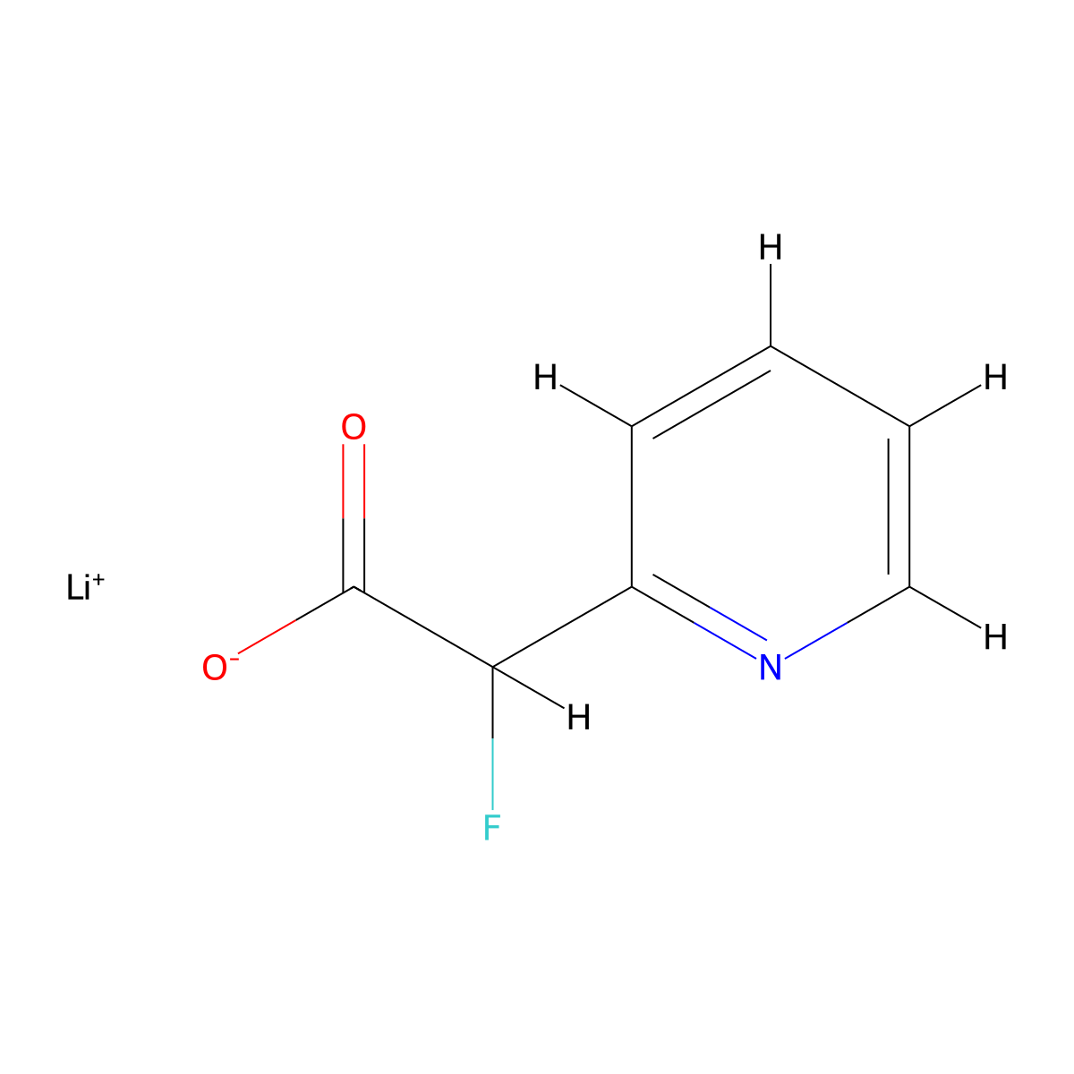 Lithium(1+) ion 2-fluoro-2-(pyridin-2-yl)acetate molecular structure, CAS 1803584-38-4