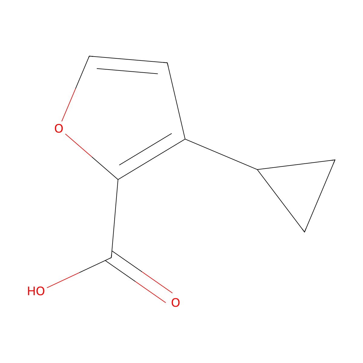 3-Cyclopropylfuran-2-carboxylic acid molecular structure, CAS 1803584-42-0