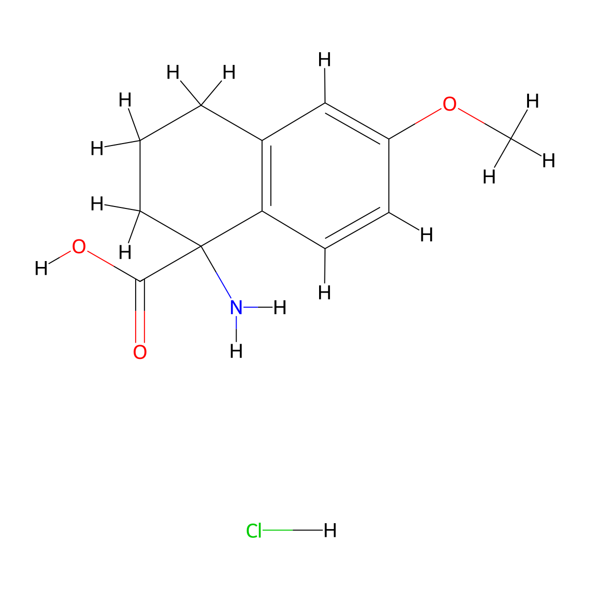 1-Amino-6-methoxy-1,2,3,4-tetrahydronaphthalene-1-carboxylic acid hydrochloride molecular structure, CAS 1803584-43-1