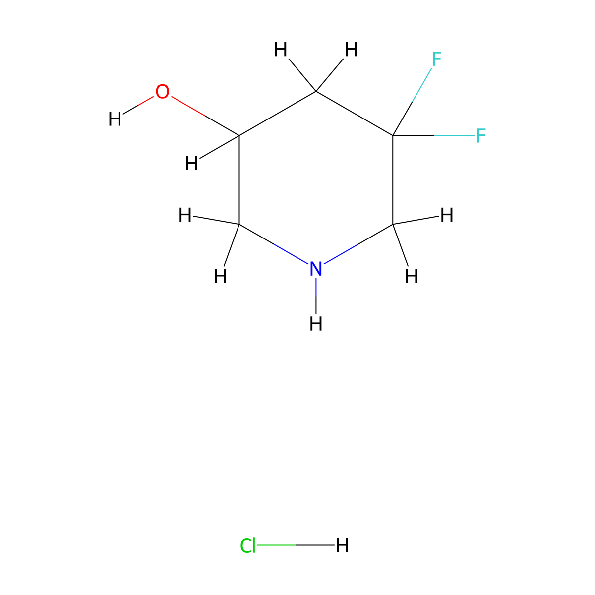 5,5-Difluoropiperidin-3-ol hydrochloride molecular structure, CAS 1803584-46-4