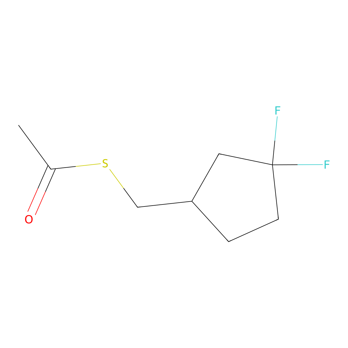 1-{[(3,3-Difluorocyclopentyl)methyl]sulfanyl}ethan-1-one molecular structure, CAS 1803584-49-7