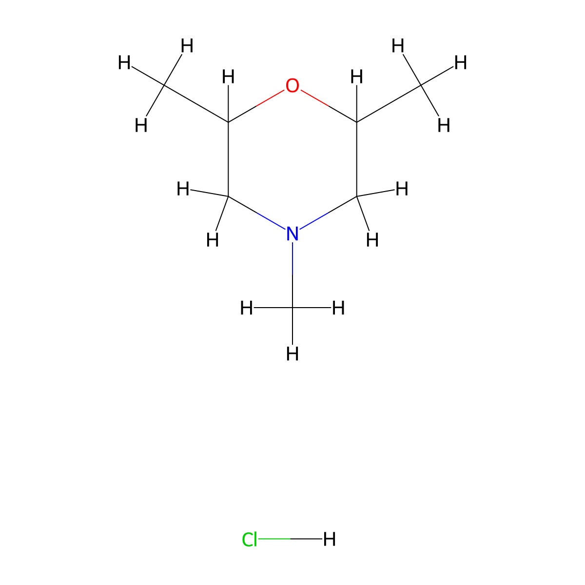 2,4,6-Trimethylmorpholine hydrochloride molecular structure, CAS 1803584-51-1