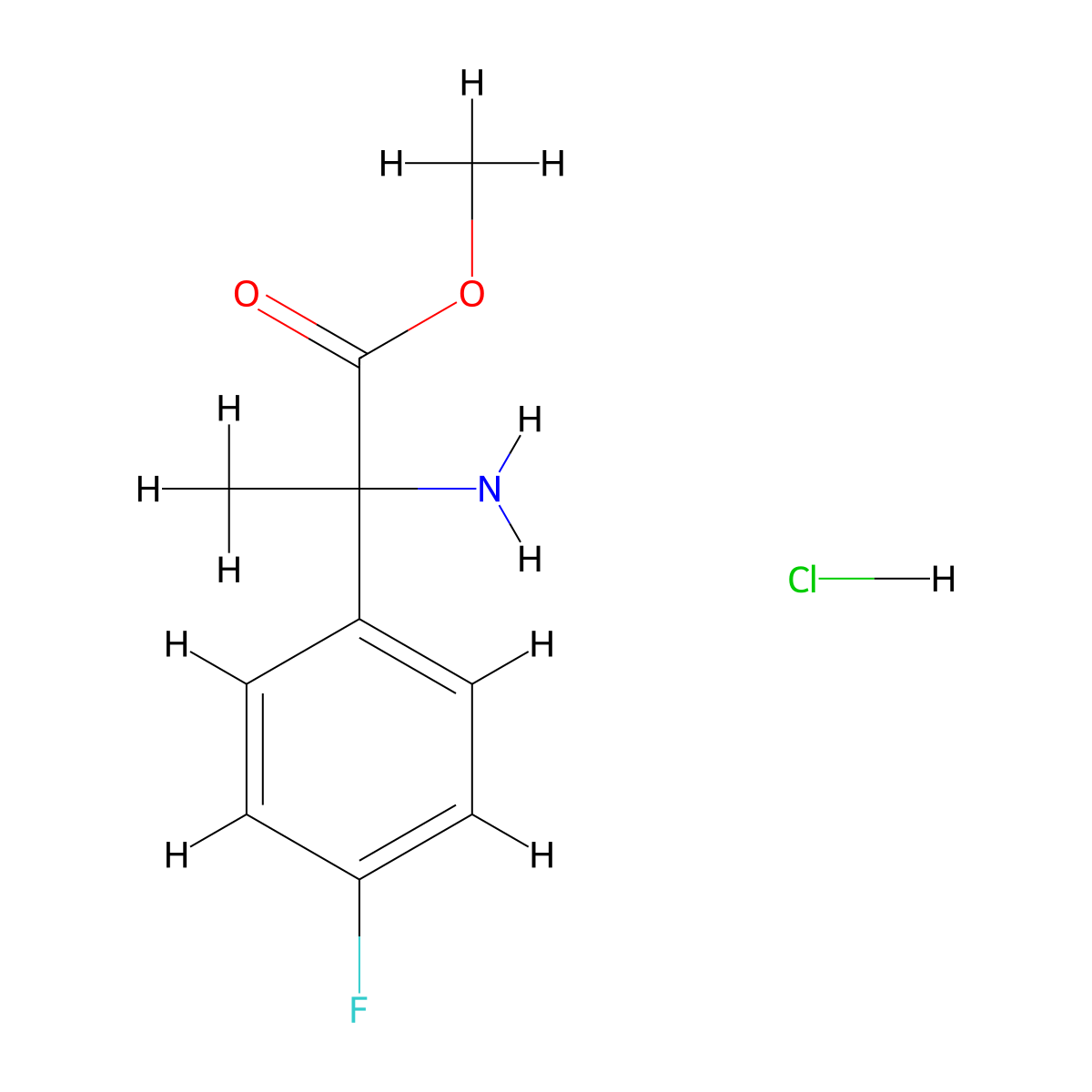 Methyl 2-amino-2-(4-fluorophenyl)propanoate hydrochloride molecular structure, CAS 1803584-55-5