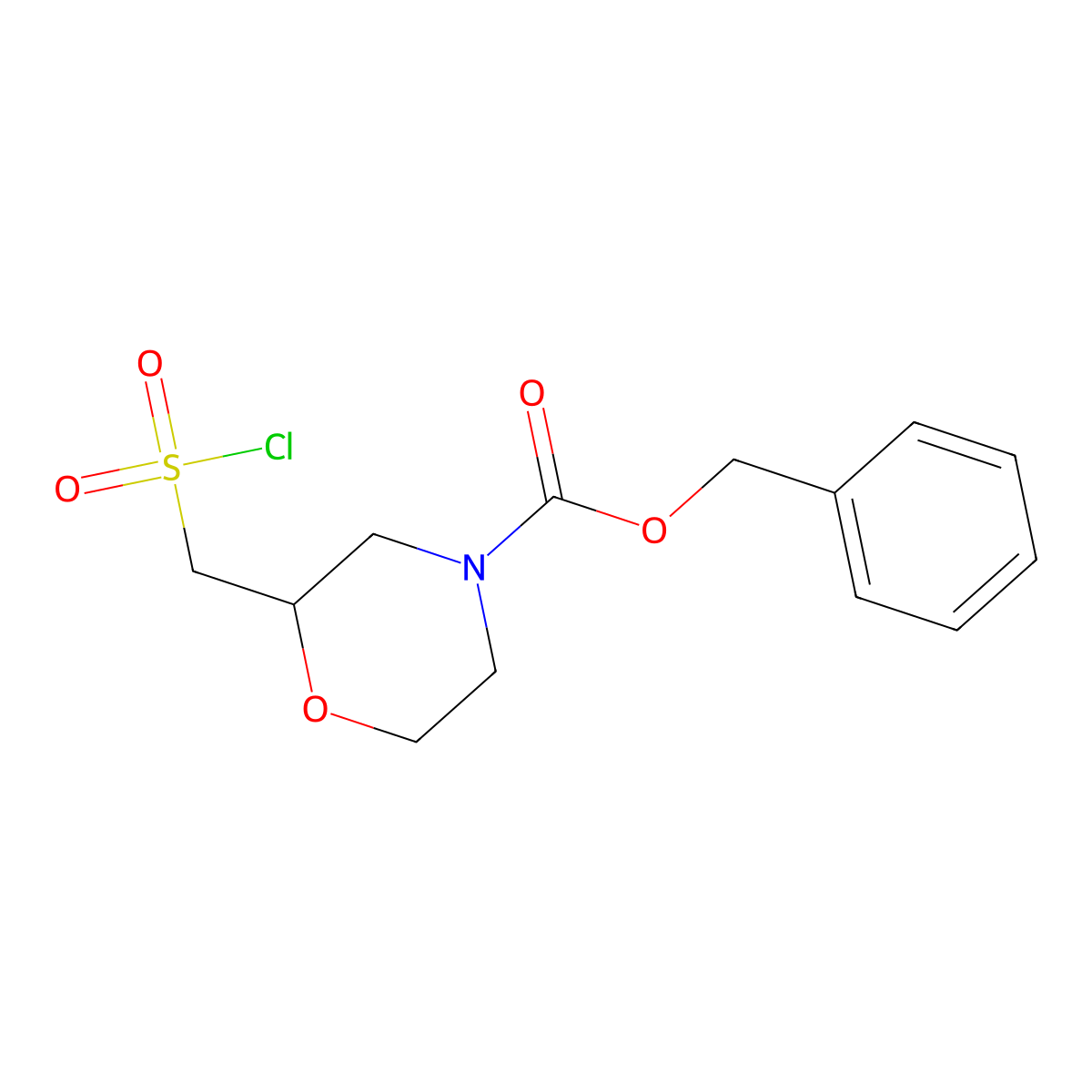 Benzyl 2-[(chlorosulfonyl)methyl]morpholine-4-carboxylate molecular structure, CAS 1803584-56-6