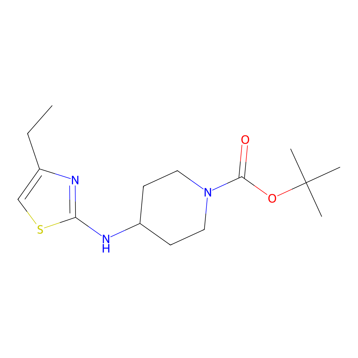 Tert-butyl 4-[(4-ethyl-1,3-thiazol-2-yl)amino]piperidine-1-carboxylate molecular structure, CAS 1803584-64-6