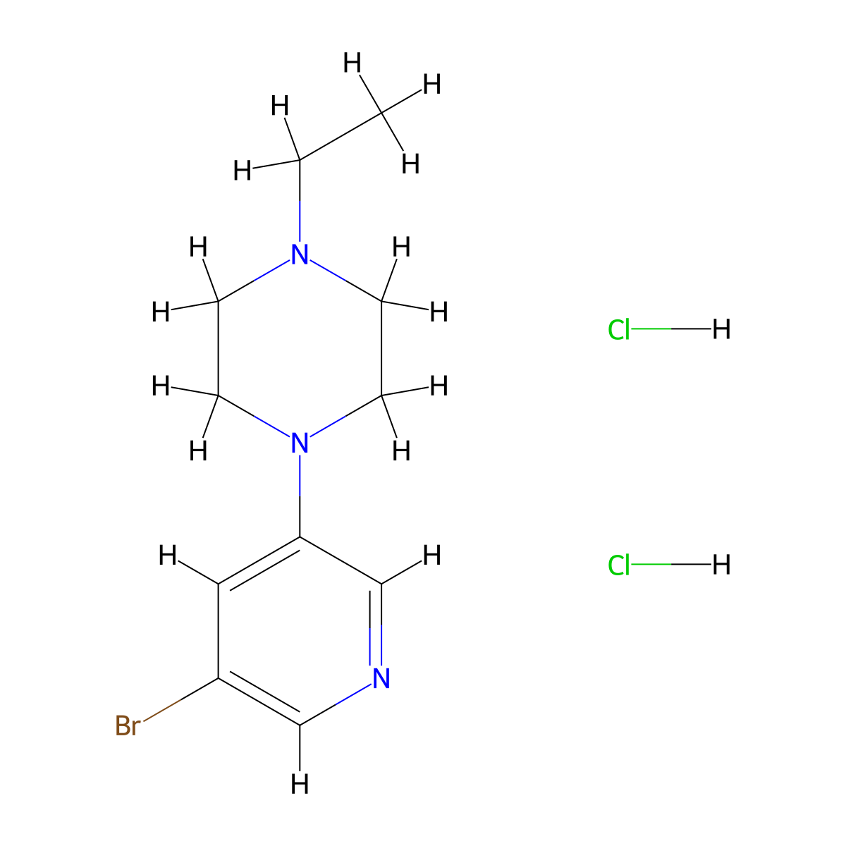 1-(5-Bromopyridin-3-yl)-4-ethylpiperazine dihydrochloride molecular structure, CAS 1803584-67-9