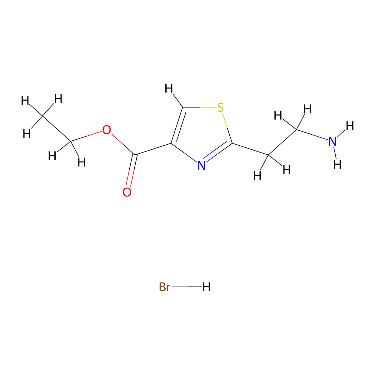 Ethyl 2-(2-aminoethyl)-1,3-thiazole-4-carboxylate hydrobromide molecular structure, CAS 1803584-70-4