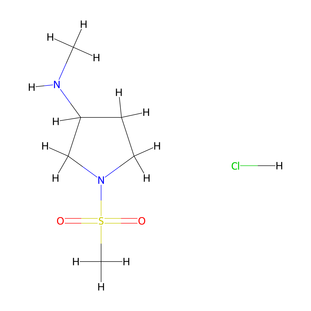 1-methanesulfonyl-N-methylpyrrolidin-3-amine hydrochloride molecular structure, CAS 1803584-71-5