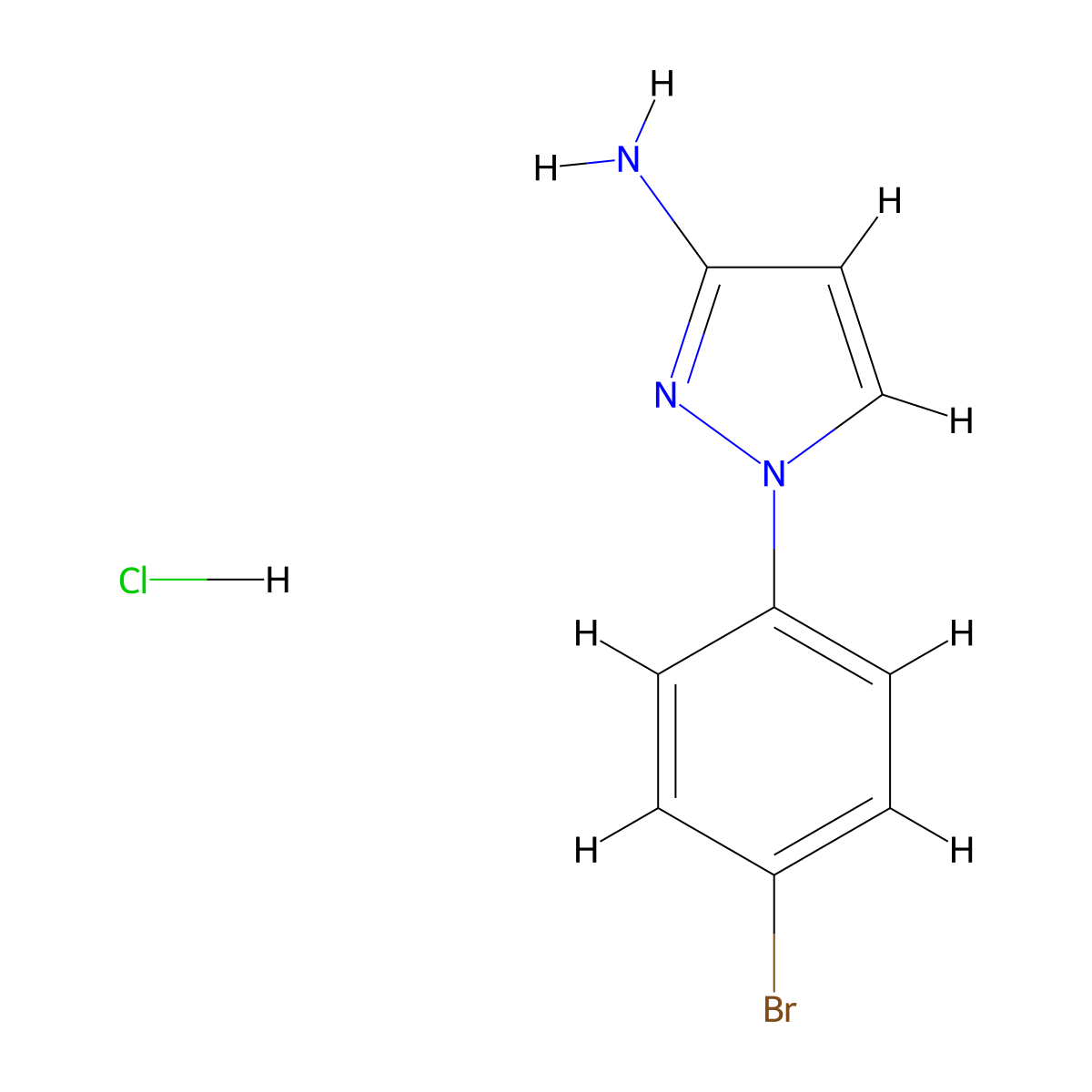 1-(4-bromophenyl)-1H-pyrazol-3-amine hydrochloride molecular structure, CAS 1803584-74-8