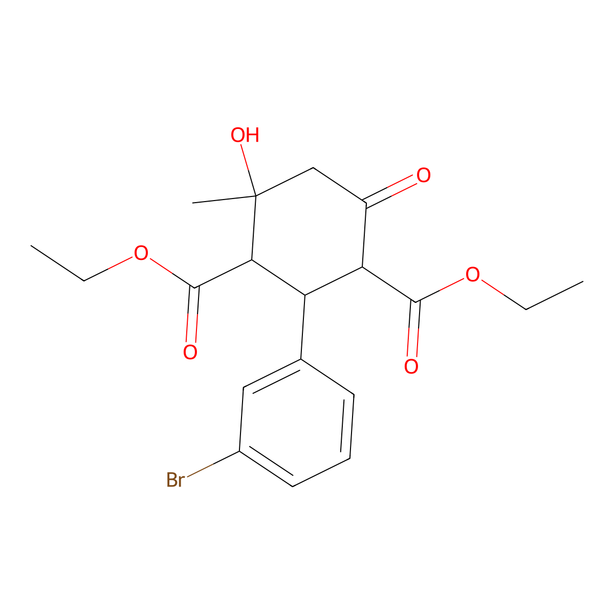 1,3-Diethyl 2-(3-bromophenyl)-4-hydroxy-4-methyl-6-oxocyclohexane-1,3-dicarboxylate molecular structure, CAS 1803584-78-2