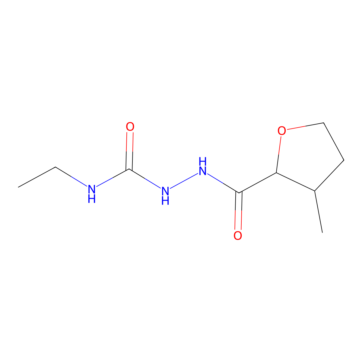 N-[(ethylcarbamoyl)amino]-3-methyloxolane-2-carboxamide molecular structure, CAS 1803584-79-3